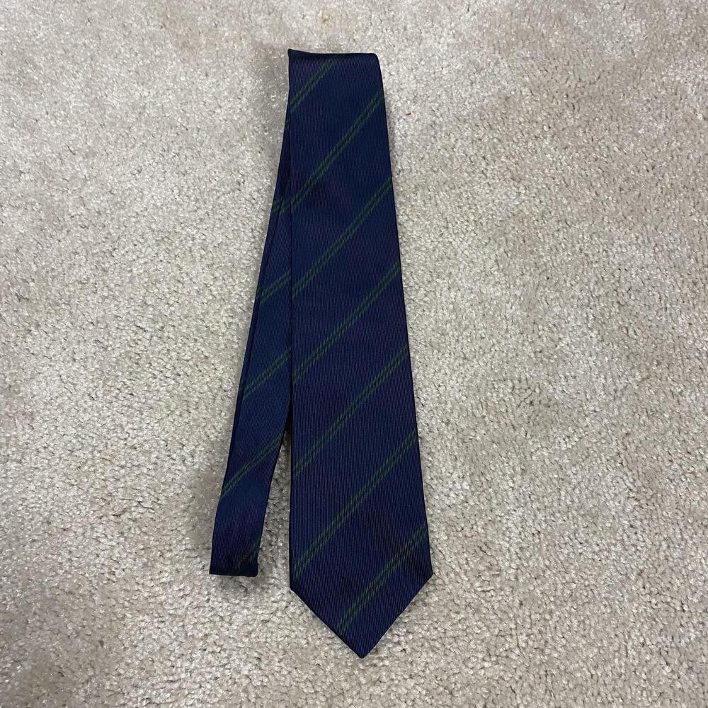 VTG Barneys New York Tie Mens Blue Silk Stripe Woven Necktie Italy Ivy Prep